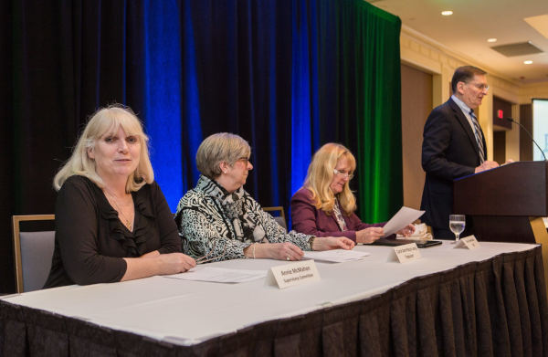 HRCCU board members on a panel to discuss the future of the credit union at the 64th Annual Meeting in 2018