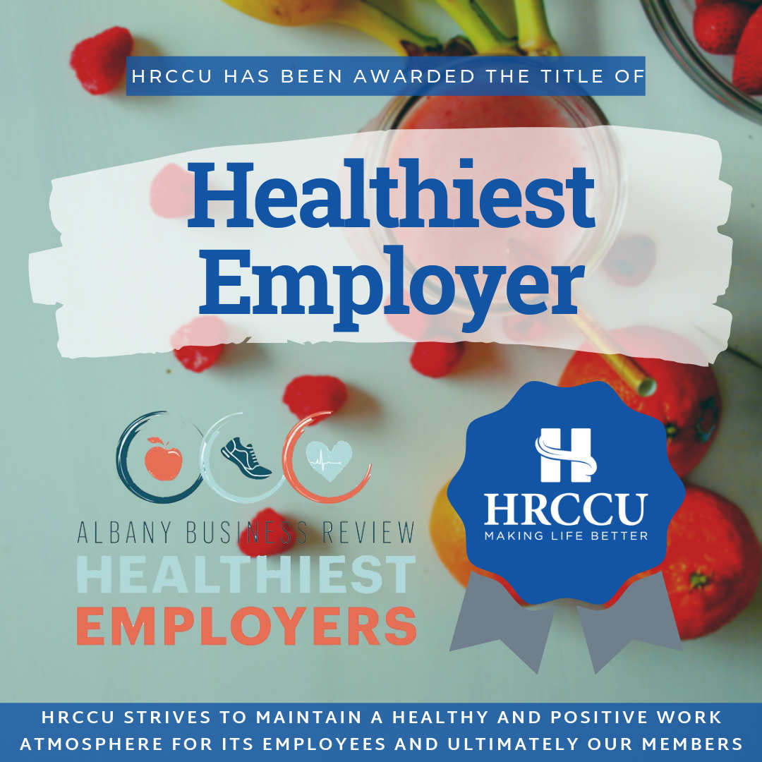 graphic for HRCCU winning the award for Healthiest Employers by the Albany Business Review in 2019