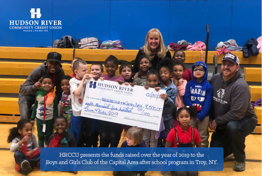 HRCCU presents a donation to the Boys and Girls Club of the Capital Area after school program in Troy, New York