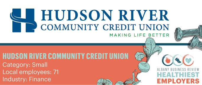 banner showing Hudson River Credit Union was named Healthiest Employer in the Small Business category