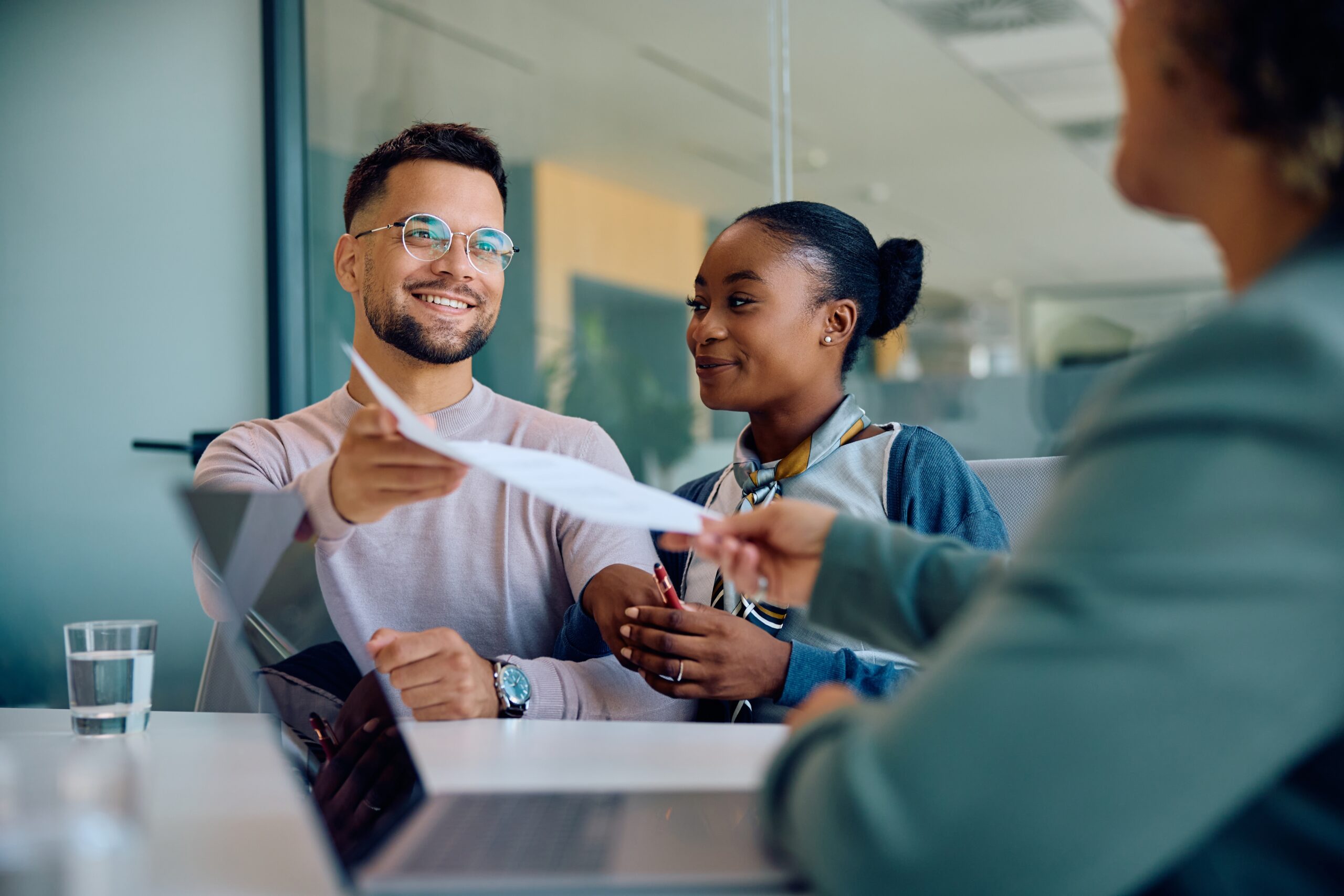 Two people having a pleasant banking experience in upstate New York.